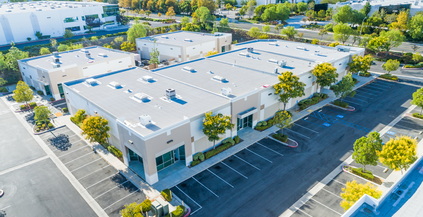 Aerial View Of Industrial Commerce Office Buildings.