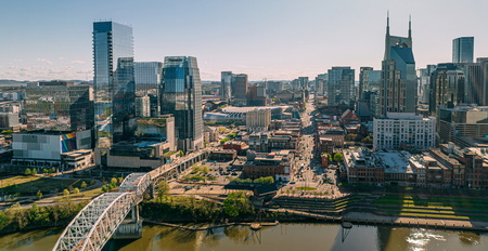 Aerial Point of View of  Downtown Nashville, Tennessee 