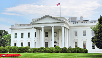 White House with roses in foreground