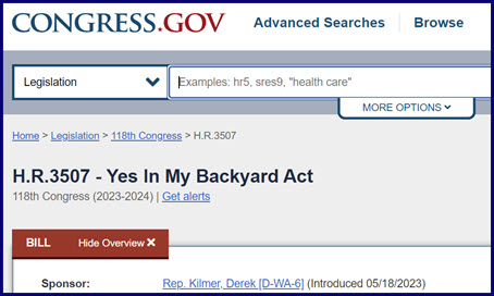 The Yes In My Backyard (YIMBY) Act -- H.R. 3507