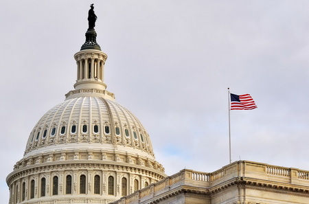 Capitol dome side flag overcast