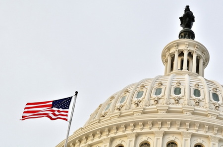 Capitol with flag