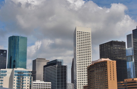 Houston skyline storm clouds