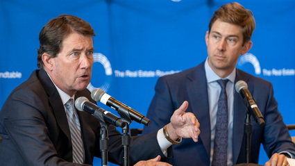 Sen. Bill Hagerty (R-TN), left 
Member, Senate Committee on Banking, Housing and Urban Affairs
and Roundtable Board Member Geordy Johnson (CEO, The Johnson Group)