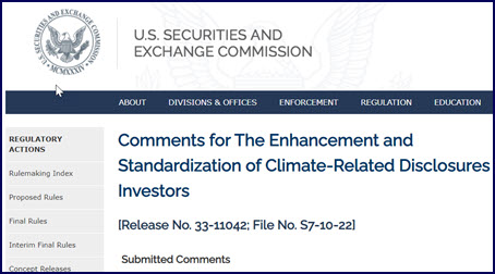 SEC Climate Disclosure Comments Reference page